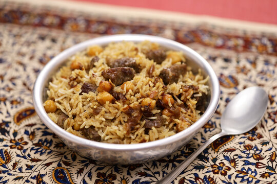 beef chana pulao, Pakistan style beef chickpea  pilaf