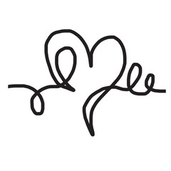 LOVE. Continuous line script cursive text love.doodle style.