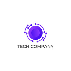 ABSTRACT ILLUSTRATION CIRCLE TECH LOGO ICON MODERN SIMPLE DESIGN VECTOR