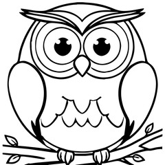 Obraz premium Coloring page of cute owl on white background