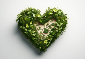 Heart shape made of trees, Earth Day. Generative AI
