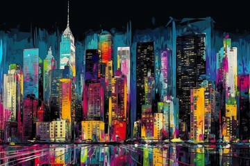 Nowy Jork abstrakcja kolorowa grafika surrealizm Generative AI