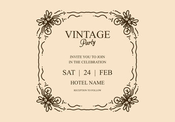 Vintage frame design for invitation card or flyer