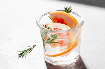 Grapefruit Rosemary Drink on Bright Background, Refreshing Cocktail