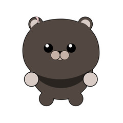 Simplified Scarred Bear Cartoon Stylized Vector Drawing