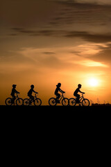 Obraz premium Joyful Summer Cycling with Friends in the Park. AI illustration.