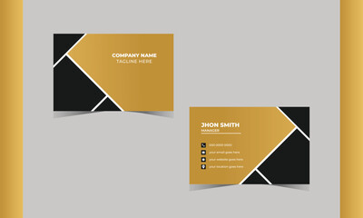 Double-sided creative luxury  business card template. Personal business card with company logo Black and golden colors