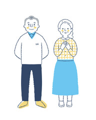 笑顔のシニアカップル　全身