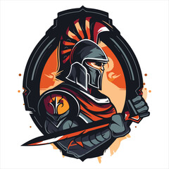 Gladiator logo design. Spartan Warrior sport team symbol. Eps10 vector illustration for print