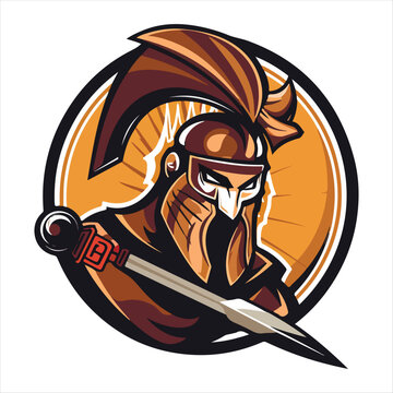 Gladiator logo design. Spartan Warrior sport team symbol. Eps10 vector illustration for print