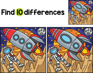 Astronaut Space Rocket Ship Find The Differences