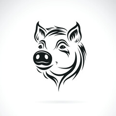 Vector of a pig head design on white background. Easy editable layered vector illustration. Farm Animals.