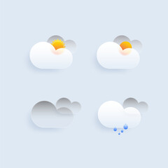 Set of different weather icons. Cloud, rain,moon, lightning,sonwflake. Vector illustration
