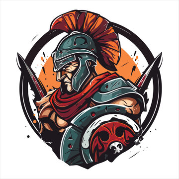 Gladiator logo design. Spartan Warrior sport team symbol. Eps10 vector illustration for print