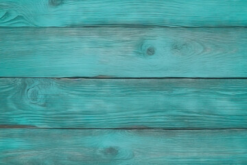 Obraz premium Turquoise color painted wooden planks texture or background, Generative AI