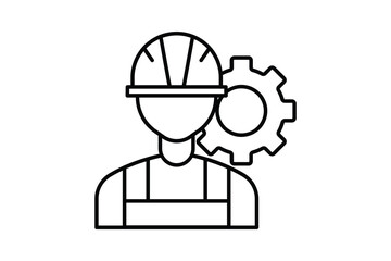 Worker icon illustration. icon related to industry, manufacture, production. Line icon style. Simple vector design editable