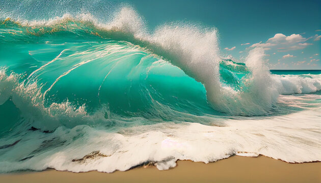 Beautiful tropica wave summer sea Ai generated image