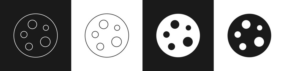 Set Moon icon isolated on black and white background. Vector