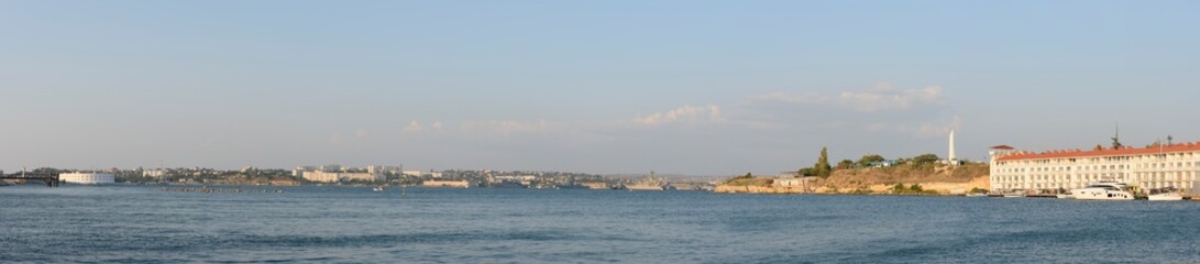 Fototapeta na wymiar View towards North Side of Sevastopol Bay, Crimea.