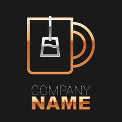 Fototapeta premium Line Cup of tea icon isolated on black background. Colorful outline concept. Vector
