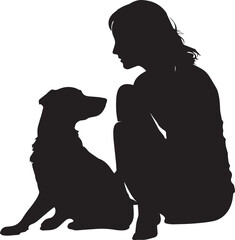 Woman and dog, girl and dog, Vector illustration, SVG