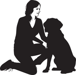 Woman and dog, girl and dog, Vector illustration, SVG