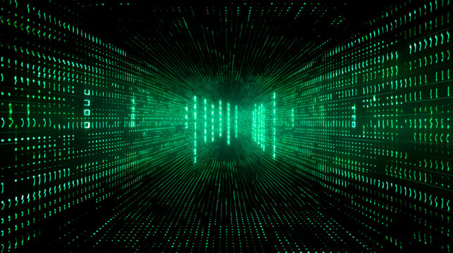 Data from a digital stream or binary code on a matrix background, with vector digits from virtual security technology. sometimes known as binary code or green numbers. Generative AI