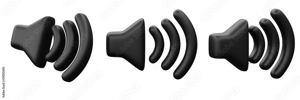 Poster 3d illustration sound on or volume icon for creative user interface web design symbol