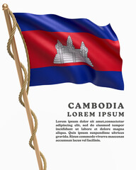 White Backround Flag Of  CAMBODIA