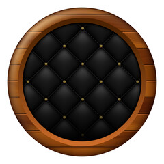 Leather upholstery in a wooden frame. Vector blank background. 