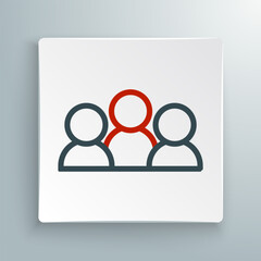 Line Meeting icon isolated on white background. Business team meeting, discussion concept, analysis, content strategy. Presentation conference. Colorful outline concept. Vector
