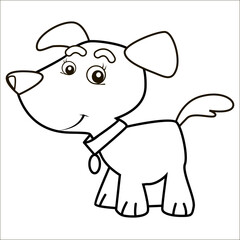 Vector isolated illustration, cute cartoon of funny dog. Black.