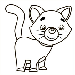 Vector isolated illustration, cute cartoon of funny cat. Black.