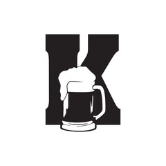 big glass of beer,  letter k
