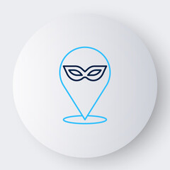 Line Carnival mask icon isolated on white background. Masquerade party mask. Colorful outline concept. Vector