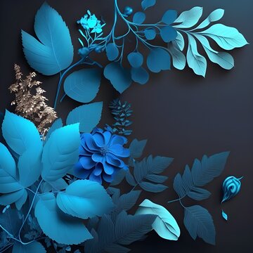 Blue Flowers On A Dark Background