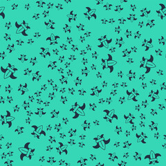 Fototapeta na wymiar Black Fleur de lys or lily flower icon isolated seamless pattern on green background. Vector
