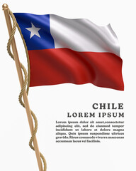 White Backround Flag Of  CHILE