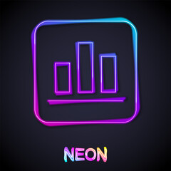 Fototapeta premium Glowing neon line Pie chart infographic icon isolated on black background. Diagram chart sign. Vector