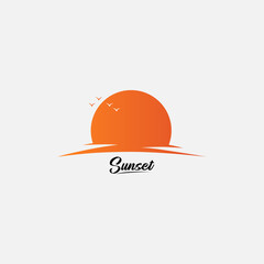 sunset logo icon ilustration flat design isolated on white background