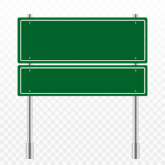Blank green road sign or Empty traffic isolated on transparent. vector illustration
