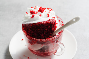 Red Velvet Mug Cake, Homemade Cake Cooked in the Microwave