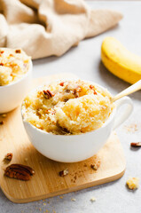 Banana Mug Cake, Homemade Cake Cooked in the Microwave