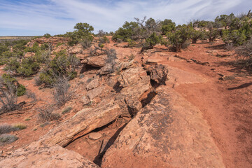 hiking the dead horse trail in dead horse point state park in utah, usa