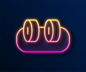 Glowing neon line Sushi icon isolated on black background. Traditional Japanese food. Vector