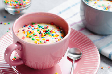 Funfetti Mug Cake, Homemade Cake Cooked in the Microwave