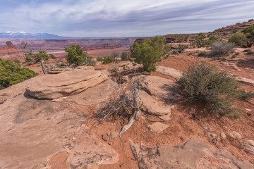 hiking the dead horse trail in dead horse point state park in utah, usa