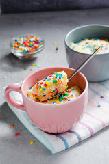 Funfetti Mug Cake, Homemade Cake Cooked in the Microwave