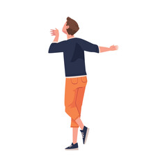 Back View of Standing Guy Looking at Something Vector Illustration