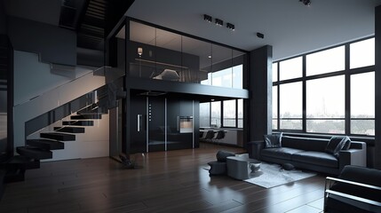 Contemporary modern apartment interior, AI generated 